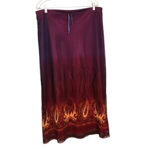 Vintage Y2K Slip Skirt Witchy Iridescent Mesh Maxi Whimsigoth Ombre Women XL